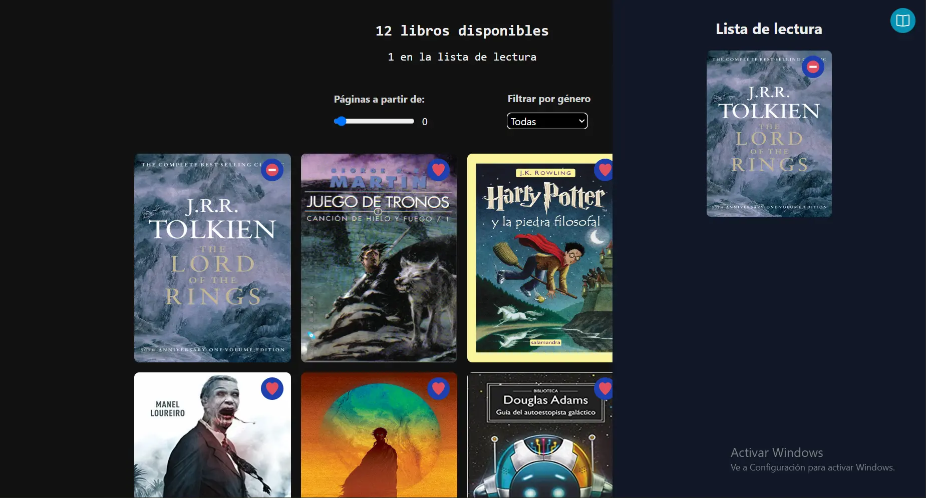 Vista previa del proyecto - Lista de lectura